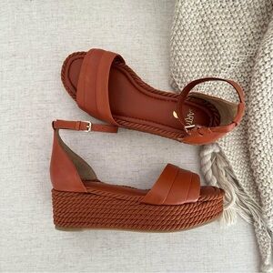 Franco Sarto Maroon Rope Wedge Sandals Sz 7